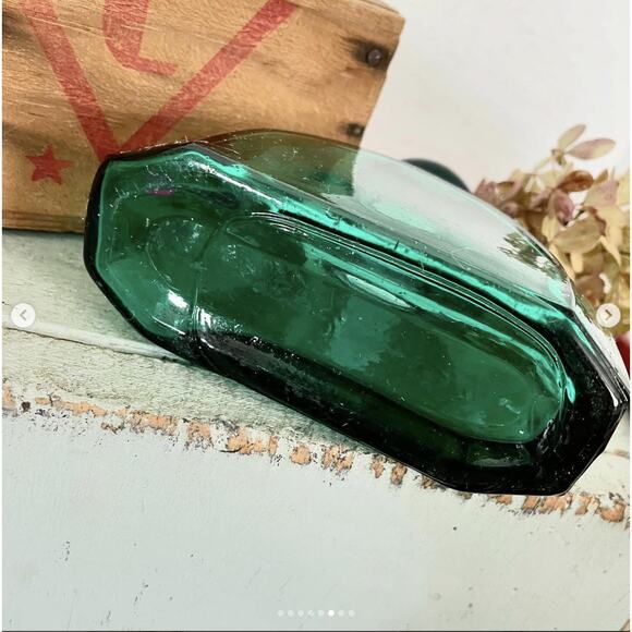 Vintage Teal Green Glass Inkwell Plus Dixon Calligraphy Wood Dip Pen USA - Picture 6 of 8